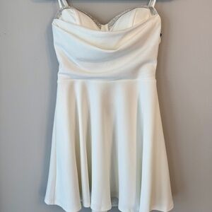 Forever 21 White Rhinestone Lace-up Mini Dress size M